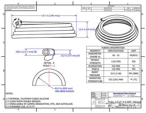 Sani-Tech® Ultra-C Platinum Cured Silicone Tubing - ULTRA-C-312-3F